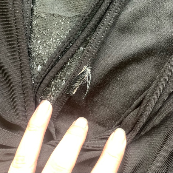 Black long sleeve V neck wrap waste babydoll top - Picture 4 of 5